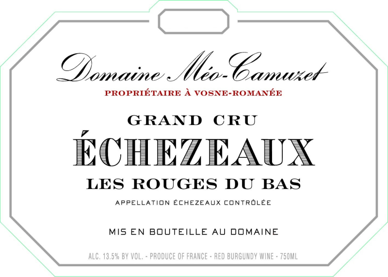 etiquette - Echezeaux Grand Cru Les Rouges du Bas - Domaine Méo-Camuzet - Domaines et Saveurs Collection