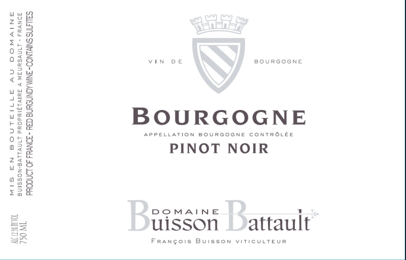 etiquette - Bourgogne Pinot Noir - Domaine Buisson Battault et Fils - Domaines et Saveurs Collection