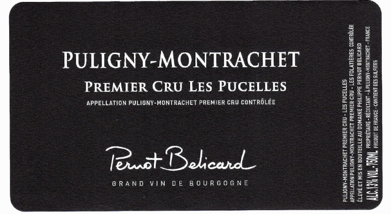 etiquette - Puligny Montrachet 1er Cru Les Pucelles - Domaine Pernot Belicard - Domaines et Saveurs Collection