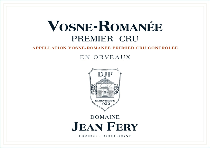 etiquette - Vosne Romanée 1er cru En Orveaux - Domaine FERY Jean - Domaines et Saveurs Collection