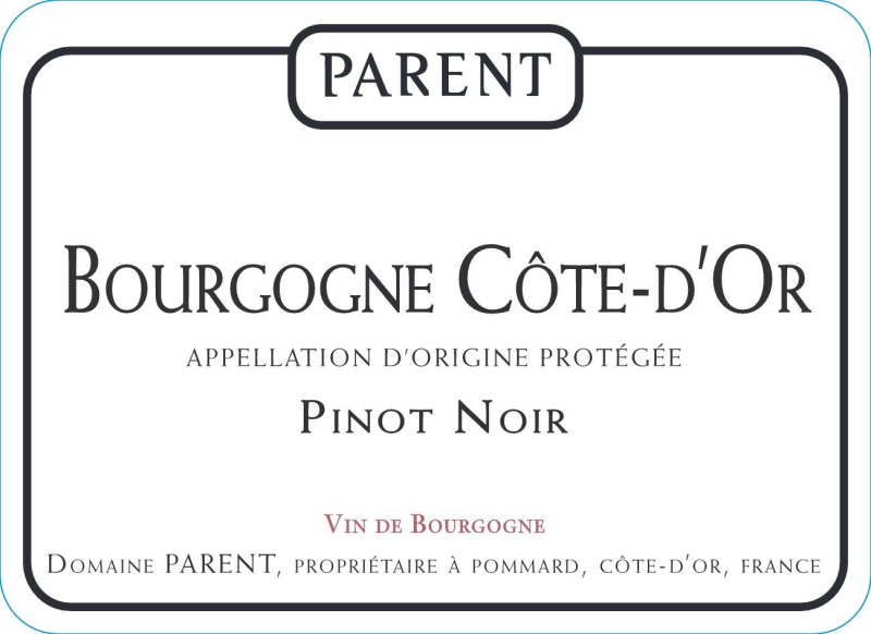 etiquette - Bourgogne Côte d'Or Pinot Noir - Domaine Parent - Domaines et Saveurs Collection