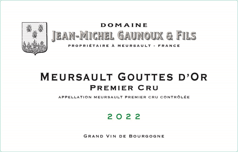 etiquette - Meursault 1er Cru Gouttes d'Or - Domaine Gaunoux Jean-Michel - Domaines et Saveurs Collection