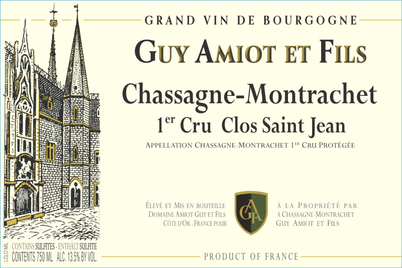 etiquette - Chassagne Montrachet 1er cru Clos St Jean blc - Domaine Amiot Guy et Fils - Domaines et Saveurs Collection