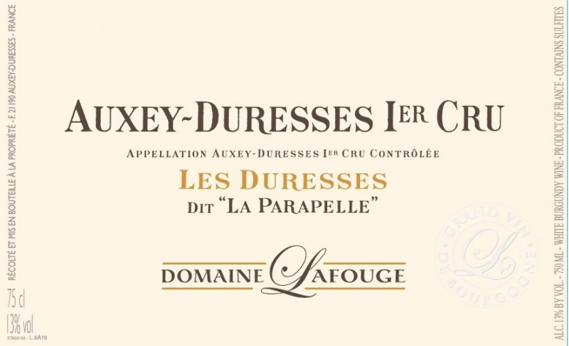 etiquette - Auxey Duresses 1er cru La Duresses Dit "La Parapelle" - Domaine Lafouge Jean et Gilles - Domaines et Saveurs Collection