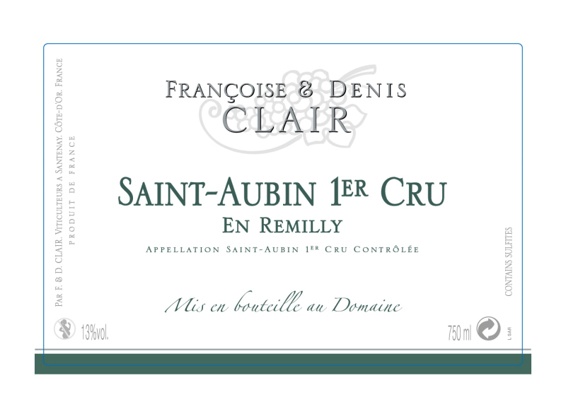 etiquette - Saint Aubin 1er Cru "En Remilly" - Domaine Clair Françoise et Denis - Domaines et Saveurs Collection