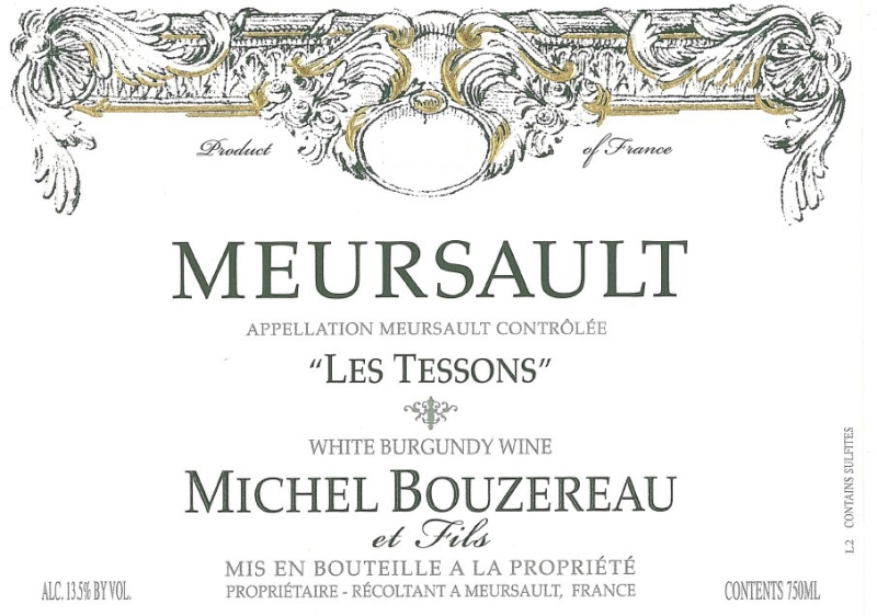 etiquette - Meursault Les Tessons - Domaine Michel Bouzereau et Fils - Domaines et Saveurs Collection
