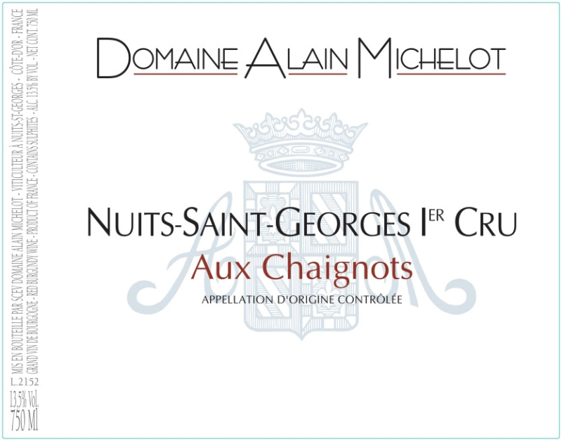 etiquette - Nuits saint Georges 1er cru Aux Chaignots - Domaine Michelot Alain - Domaines et Saveurs Collection