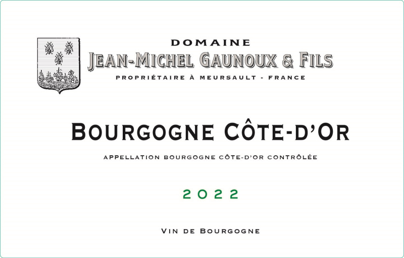 etiquette - Bourgogne Côte d'Or Blanc - Domaine Gaunoux Jean-Michel - Domaines et Saveurs Collection
