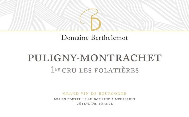 etiquette - Puligny Montrachet 1er Cru Les Folatières - Domaine Berthelemot - Domaines et Saveurs Collection