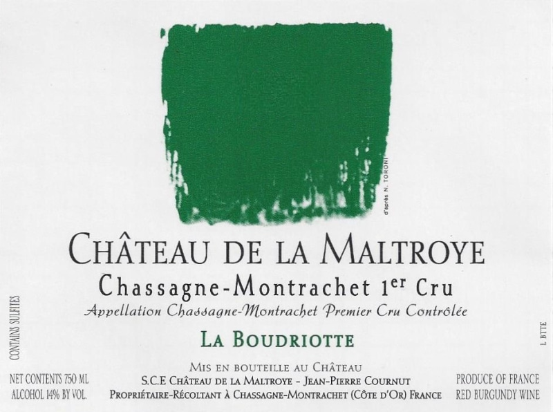 etiquette - Chassagne-Montrachet 1er Cru « La Boudriotte » - Château de La Maltroye - Domaines et Saveurs Collection
