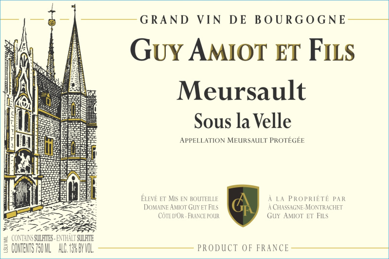 etiquette - Meursault Sous la Velle - Domaine Amiot Guy et Fils - Domaines et Saveurs Collection
