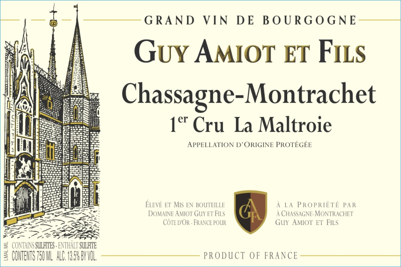 etiquette - Chassagne Montrachet 1er Cru La Maltroie - Domaine Amiot Guy et Fils - Domaines et Saveurs Collection