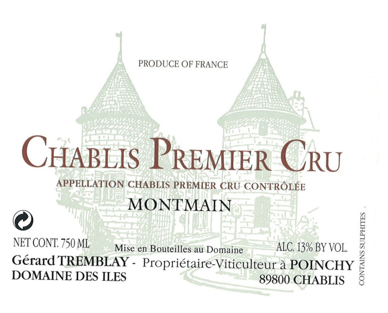 etiquette - Chablis 1er Cru Montmain - Domaine Tremblay Gérard / Domaine des Iles - Domaines et Saveurs Collection