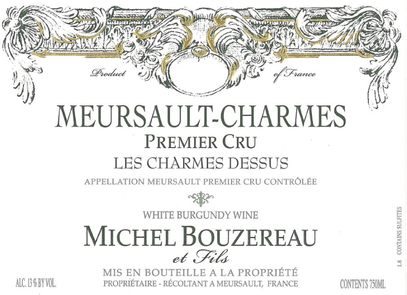 etiquette - Meursault Charmes 1er Cru Les Charmes Dessus - Domaine Michel Bouzereau et Fils - Domaines et Saveurs Collection