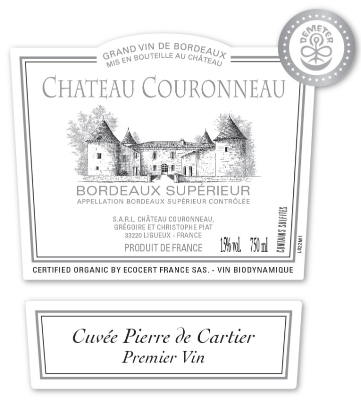 etiquette - Bordeaux Cuvée Pierre de Cartier - Château Couronneau - Domaines et Saveurs Collection