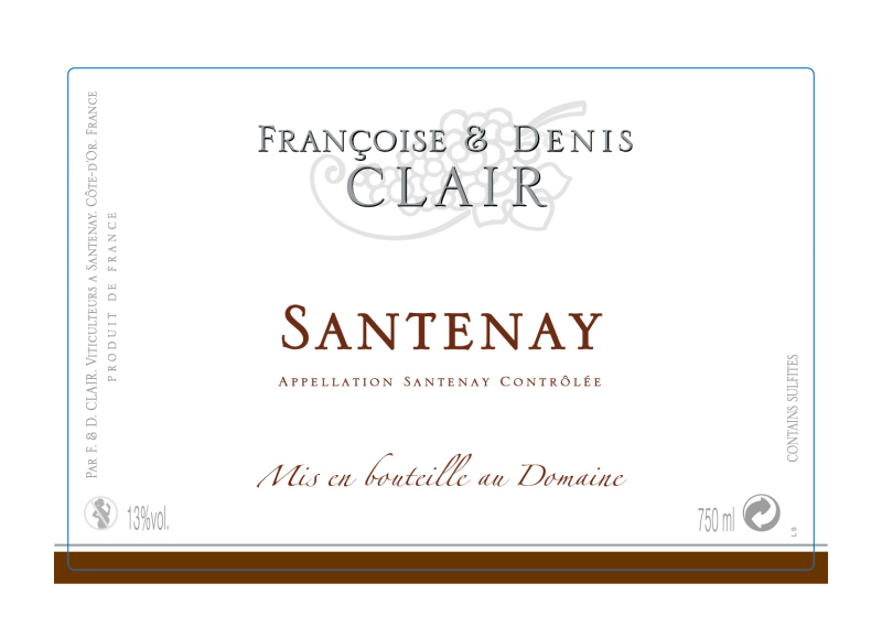 etiquette - Santenay rouge - Domaine Clair Françoise et Denis - Domaines et Saveurs Collection