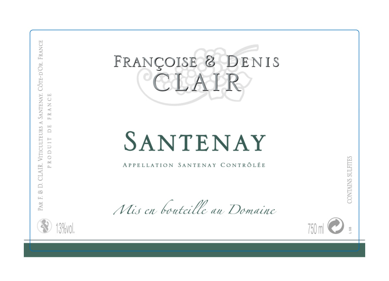etiquette - Santenay blanc - Domaine Clair Françoise et Denis - Domaines et Saveurs Collection