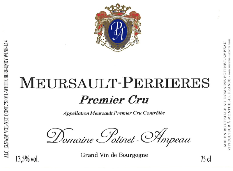 etiquette - Meursault 1er cru Les Perrières - Domaine Potinet Ampeau - Domaines et Saveurs Collection