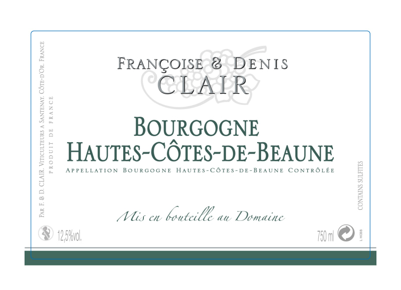 etiquette - Bourgogne Hautes Côtes de Beaune white - Domaine Clair Françoise et Denis - Domaines et Saveurs Collection