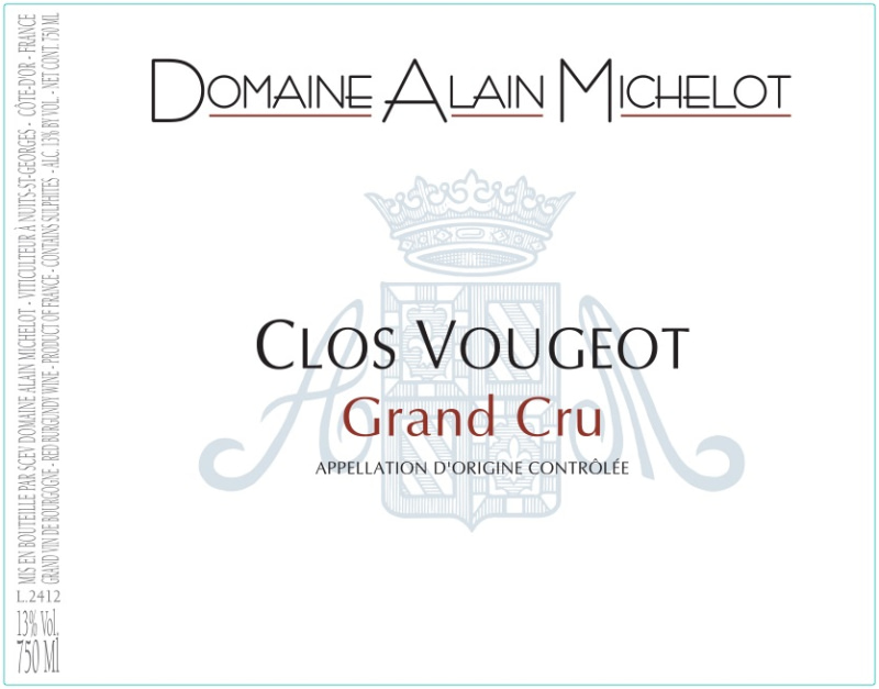etiquette - Clos de Vougeot Grand Cru - Domaine Michelot Alain - Domaines et Saveurs Collection