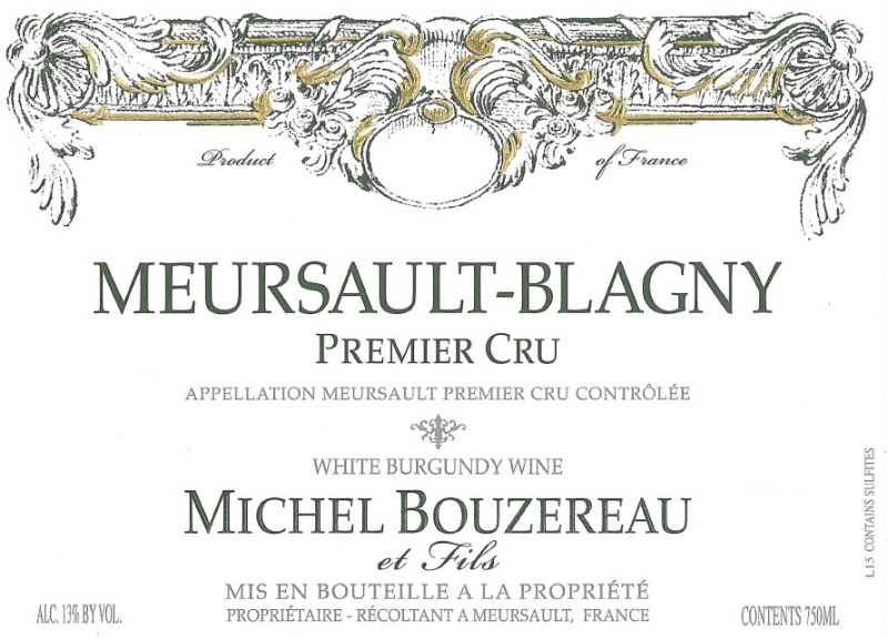 etiquette - Meursault Blagny 1er cru - Domaine Michel Bouzereau et Fils - Domaines et Saveurs Collection