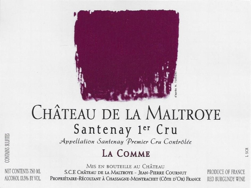 etiquette - Santenay 1er Cru « La Comme » Rouge - Château de La Maltroye - Domaines et Saveurs Collection