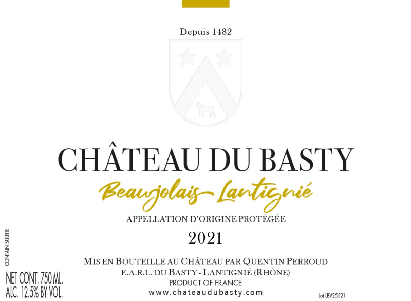 etiquette - Beaujolais Village Lantigné Blanc - Château du Basty - Domaines et Saveurs Collection
