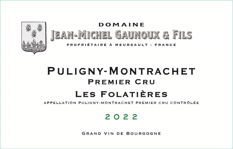 etiquette - Puligny Montrachet 1er Cru Les Folatières - Domaine Gaunoux Jean-Michel - Domaines et Saveurs Collection