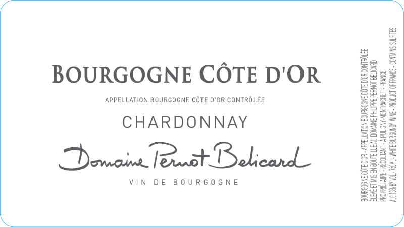 etiquette - Bourgogne Côte d'Or Chardonnay - Domaine Pernot Belicard - Domaines et Saveurs Collection