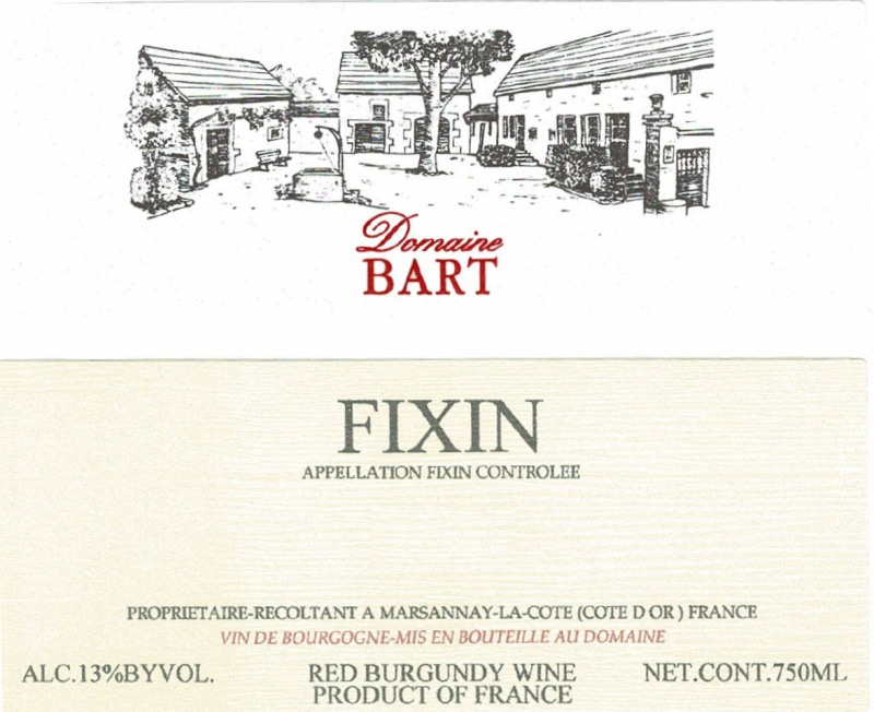 etiquette - Fixin - Domaine Bart - Domaines et Saveurs Collection