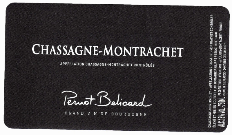 etiquette - Chassagne Montrachet - Domaine Pernot Belicard - Domaines et Saveurs Collection