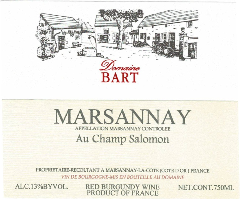 etiquette - Marsannay Au Champ Salomon - Domaine Bart - Domaines et Saveurs Collection